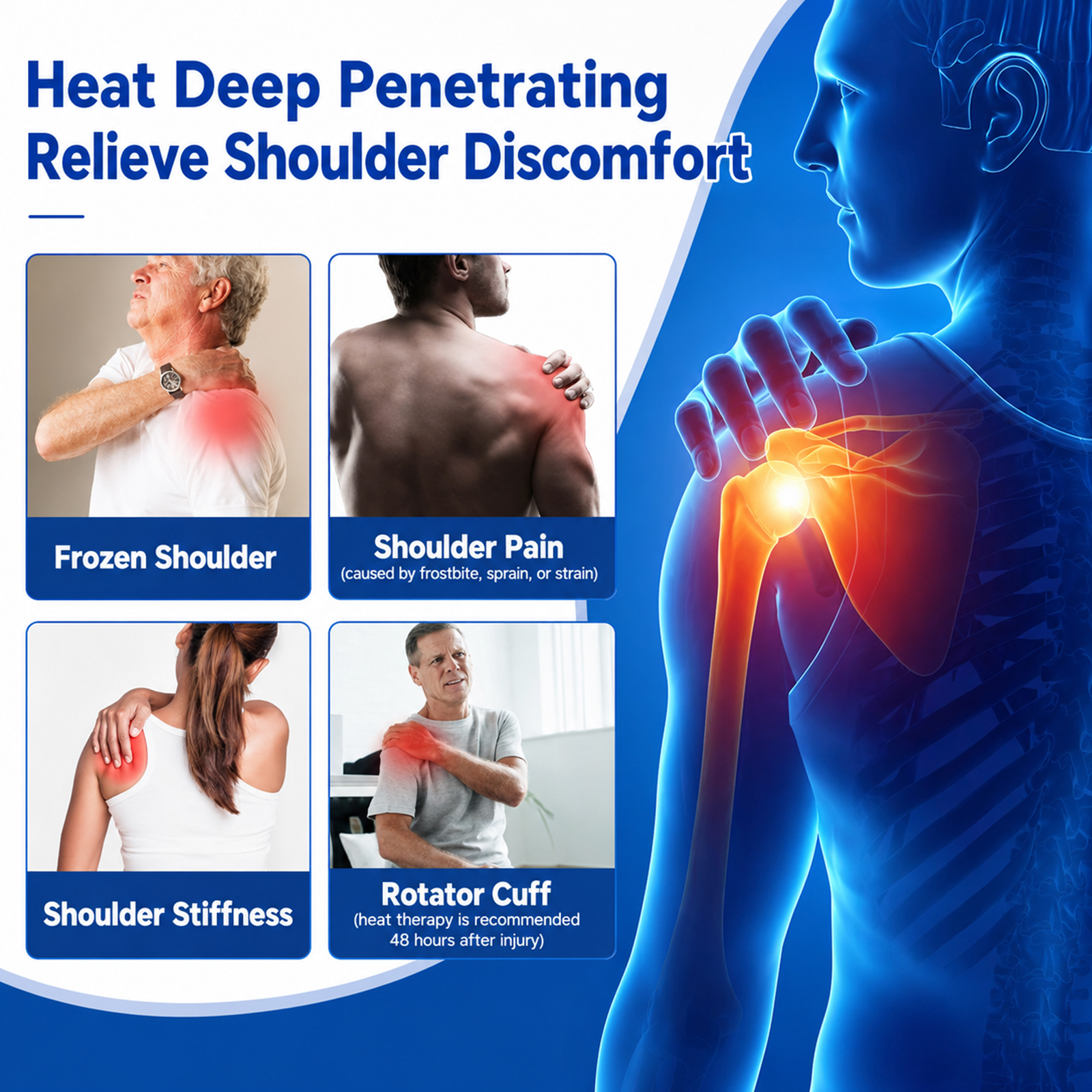 telepepe cordless shoulder heating pad, 3 heat levels, 3000mah rechargeable battery, te shp200