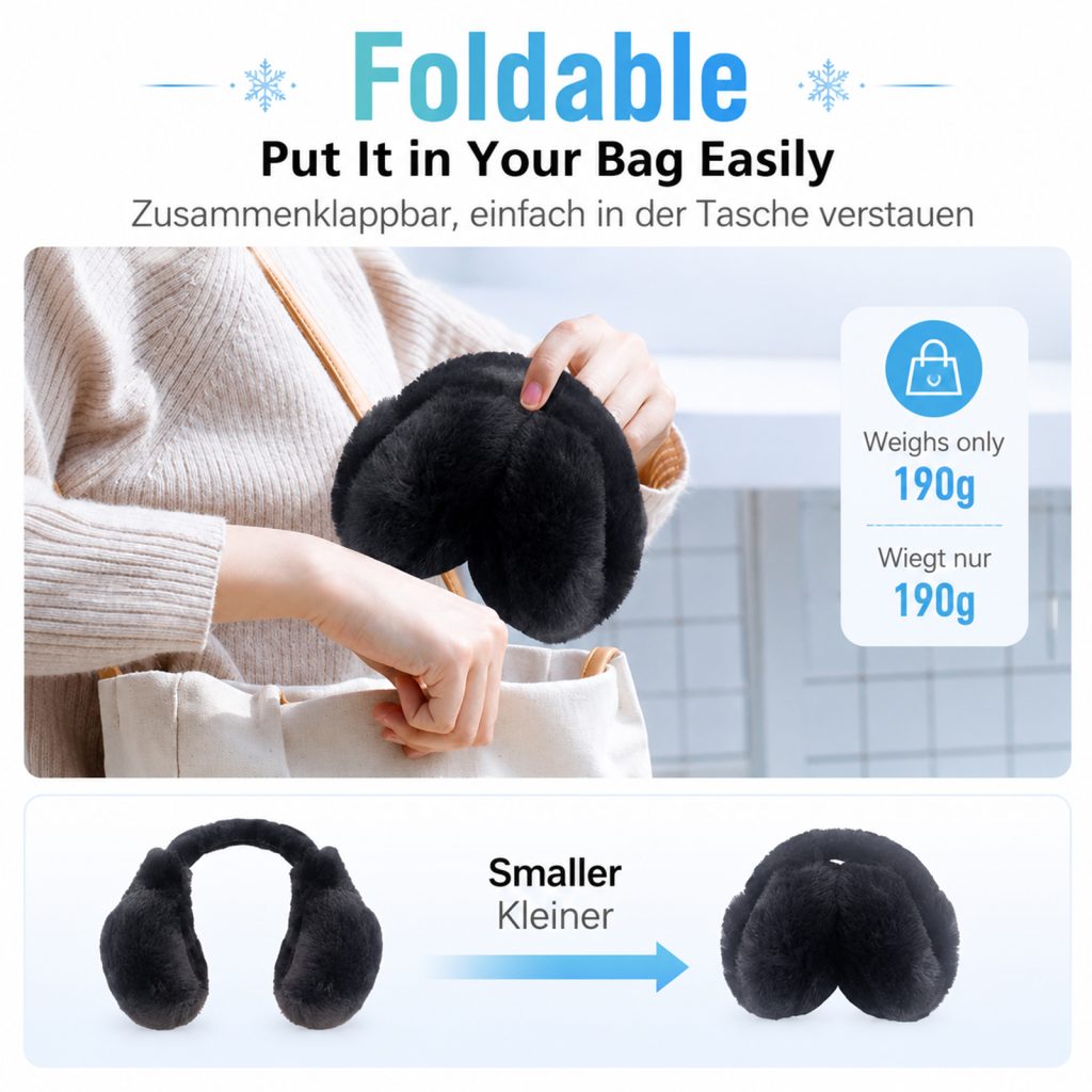 telepepe heated earmuffs for men, cordless ear warmers for winter hiking, running, 2000mah (dark blue)