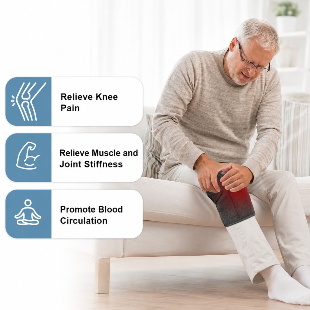 cordless heated knee brace, 3 temperature modes knee warmer, 3000mah*2 battery operated knee wrap, te hp600(single)