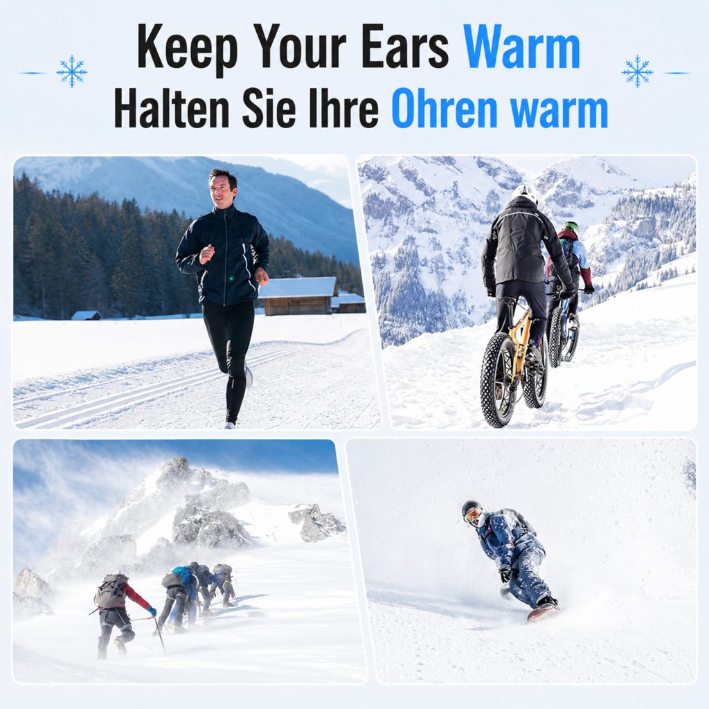 telepepe heated earmuffs for women, cordless ear warmers for winter hiking, running, 2000mah (brown)