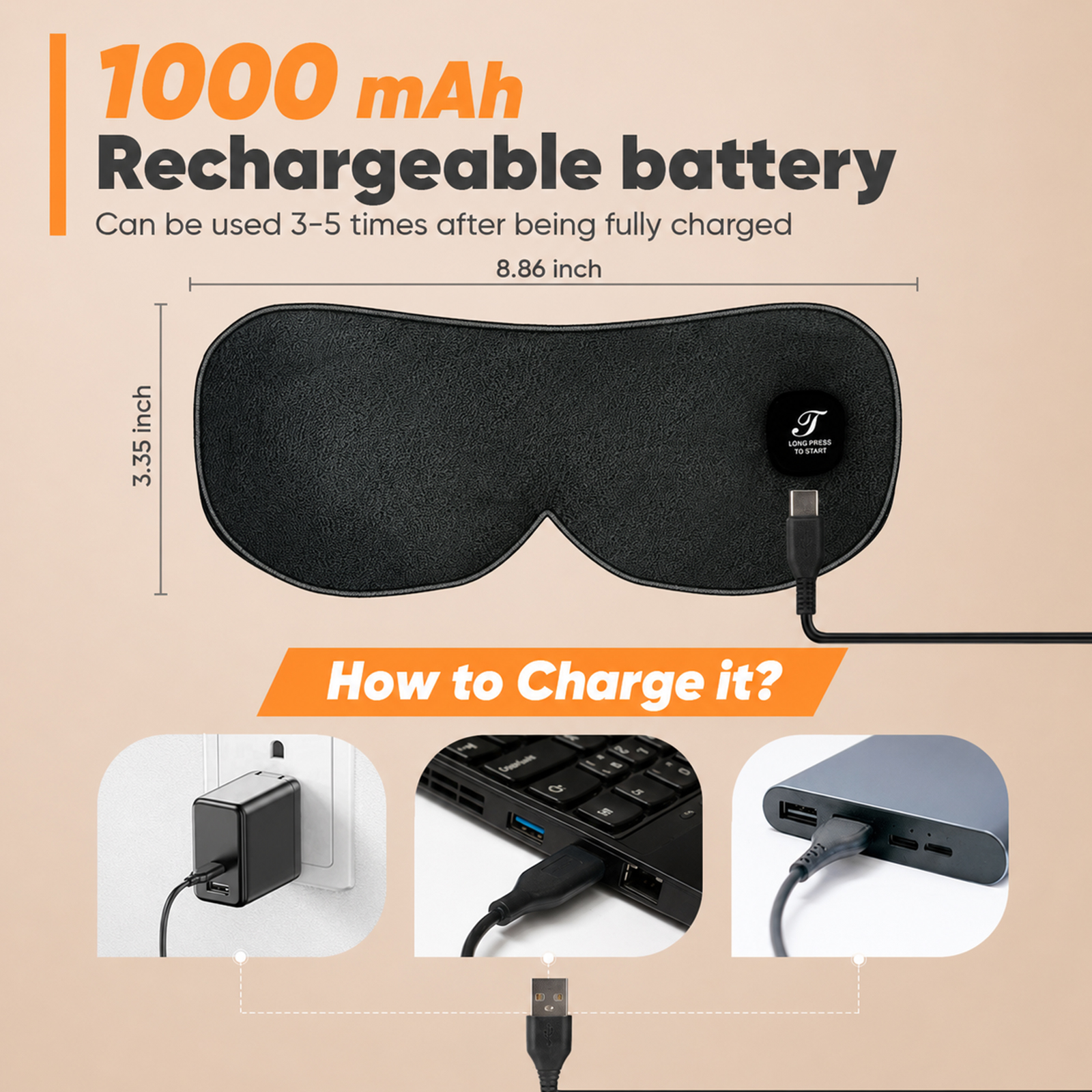 telepepe cordless heated eye mask for dry eyes blepharitis, 1000mah, te he630