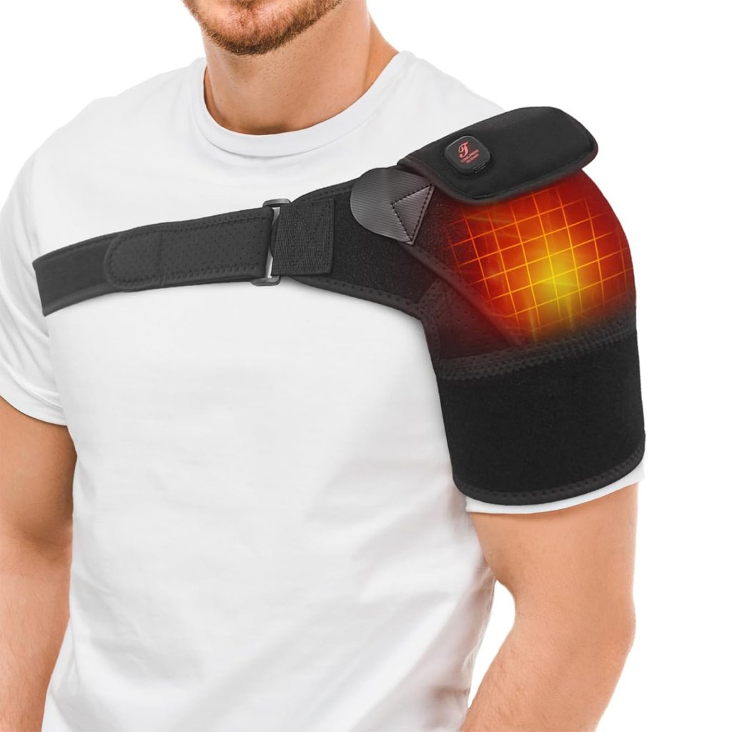 telepepe cordless shoulder heating pad, 3 heat levels, 3000mah rechargeable battery, te shp200
