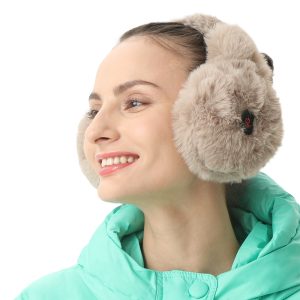 telepepe heated earmuffs for women, cordless ear warmers for winter hiking, running, 2000mah (brown)