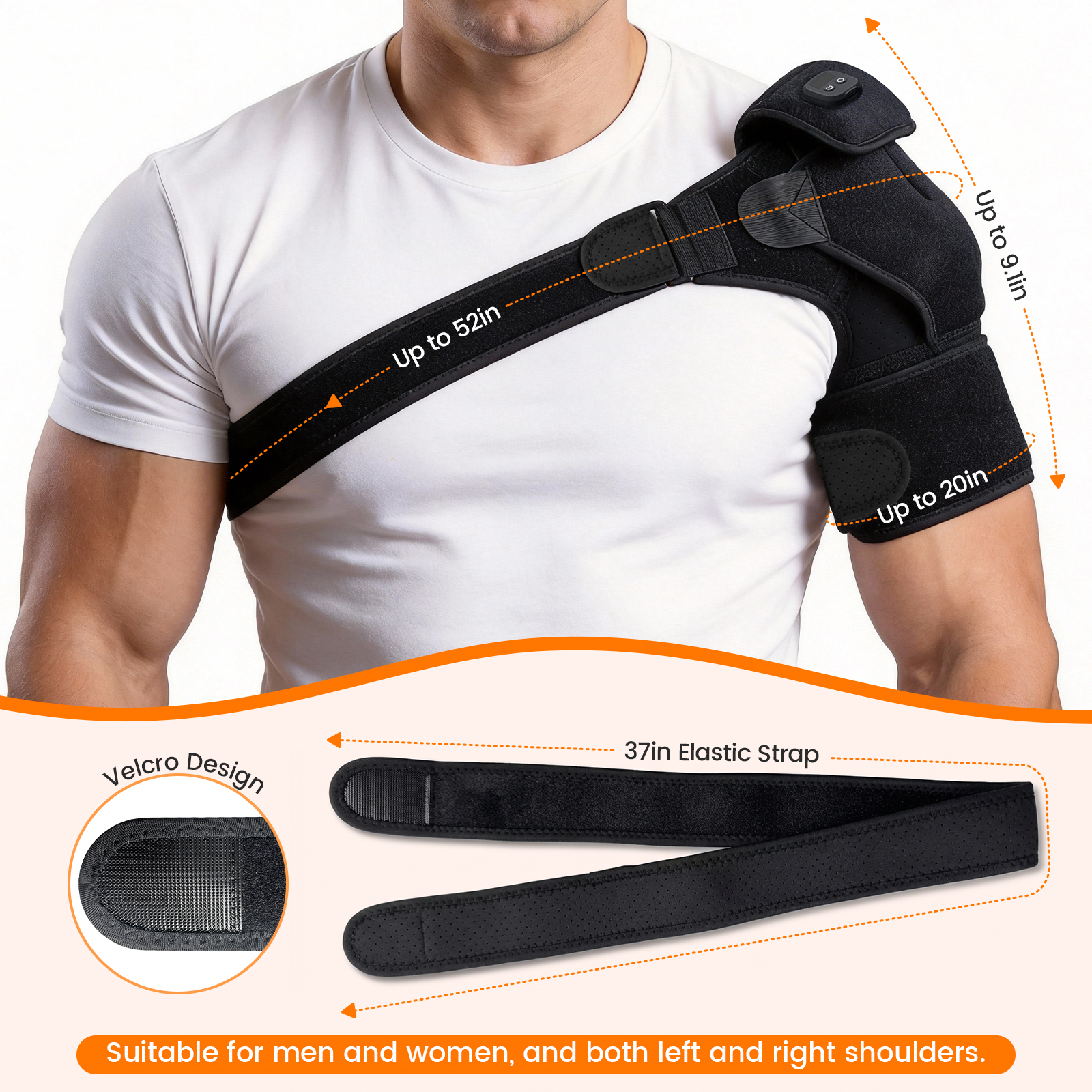 telepepe cordless red light therapy shoulder heating pad, 3 modes, 3000mah rechargable battery te shp835