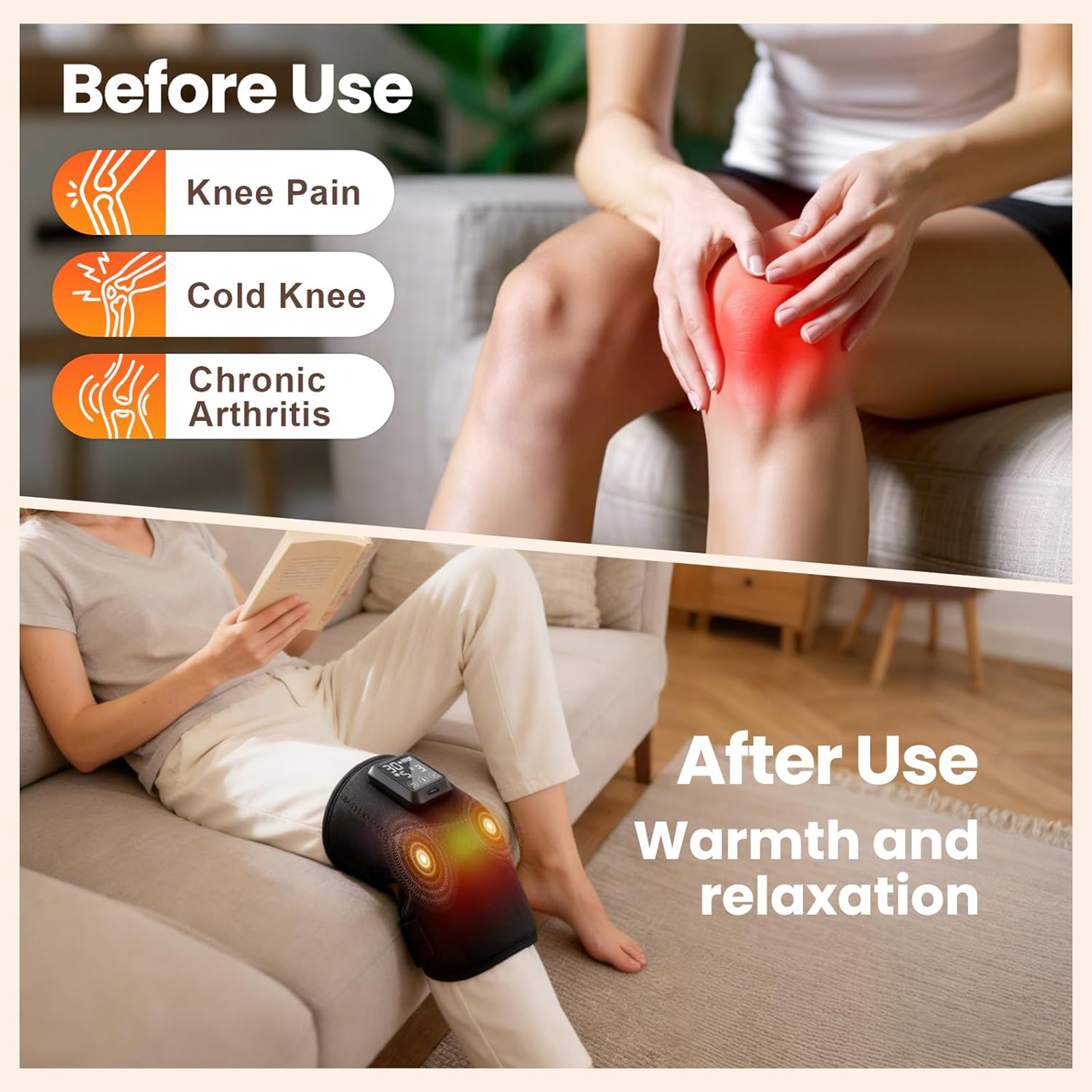 telepepe heated knee brace, 5000mah removable knee heating pad with 6 heat&6 vibration massage hw 855(single) (copy)