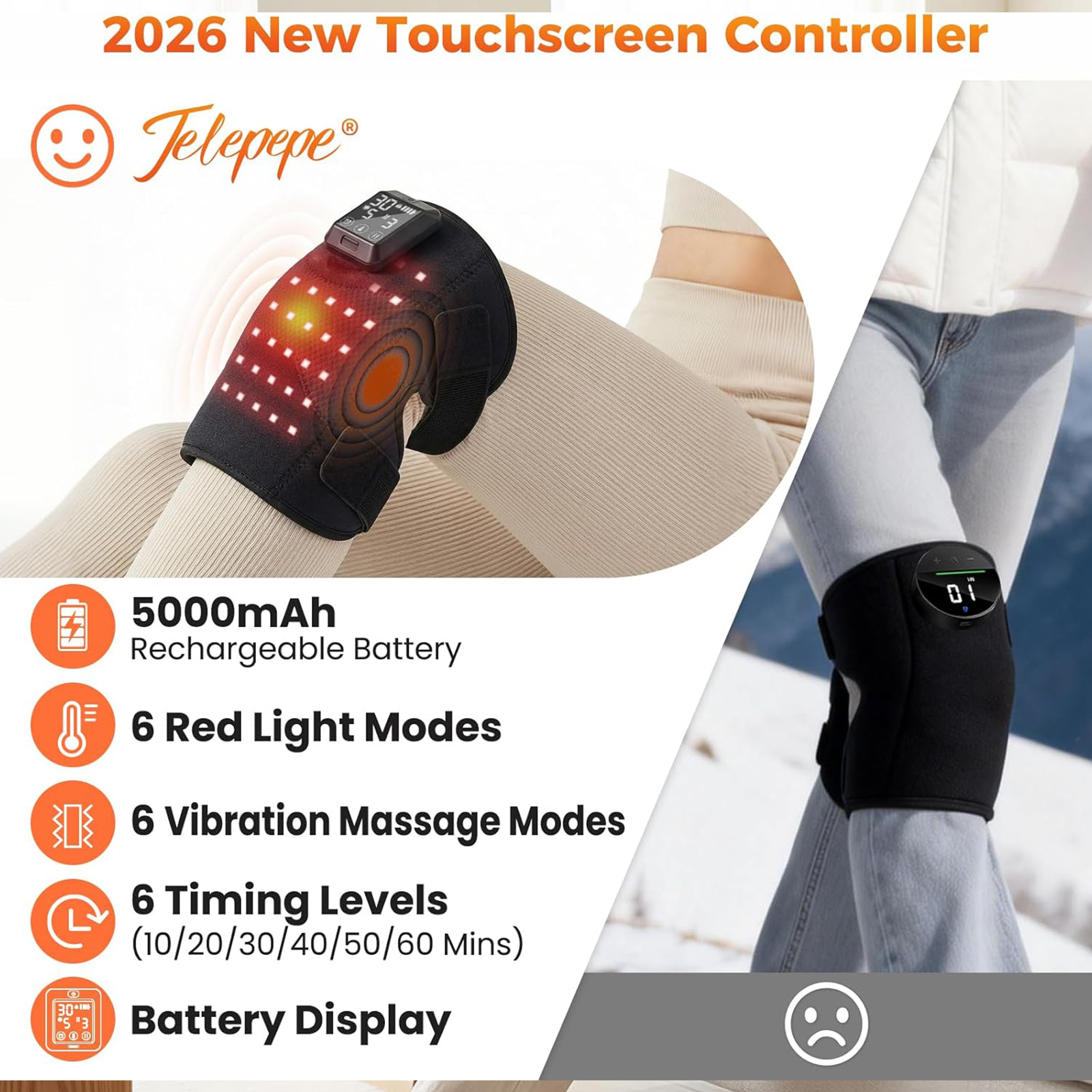 telepepe cordless red light therapy shoulder heating pad, 3 modes, 3000mah rechargable battery hnb 324 (copy)