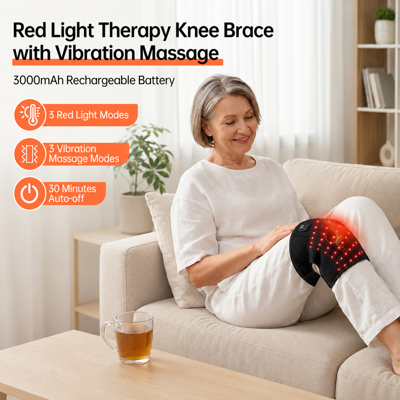 telepepe heated knee massager, 3000mah, 660&850nm red light therapy device, 3 heat 3 vibration massage, hnb 757(single) (copy)