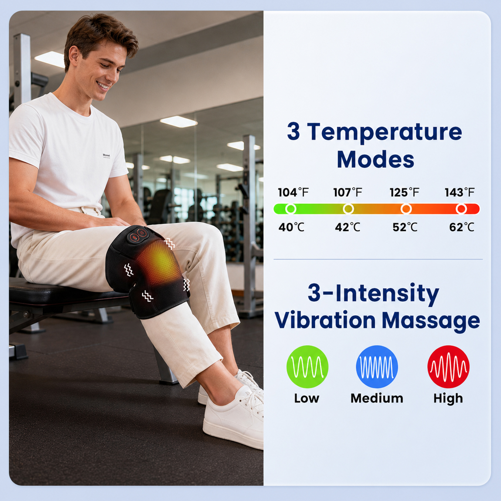 telepepe cordless heated knee brace with heat and vibration massage 30 minutes auto off, gifts for seniors women men(single)