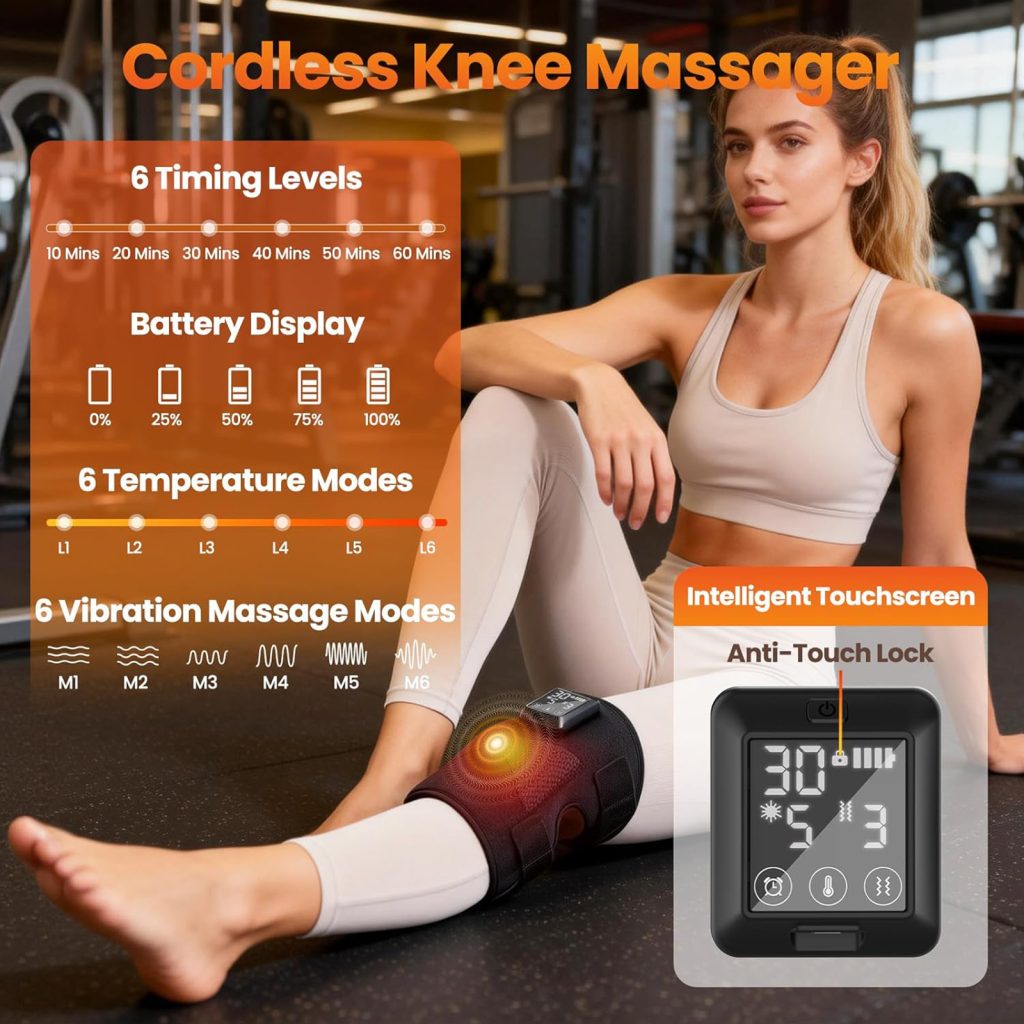 telepepe heated knee brace, 5000mah removable knee heating pad with 6 heat&6 vibration massage hw 855(single) (copy)