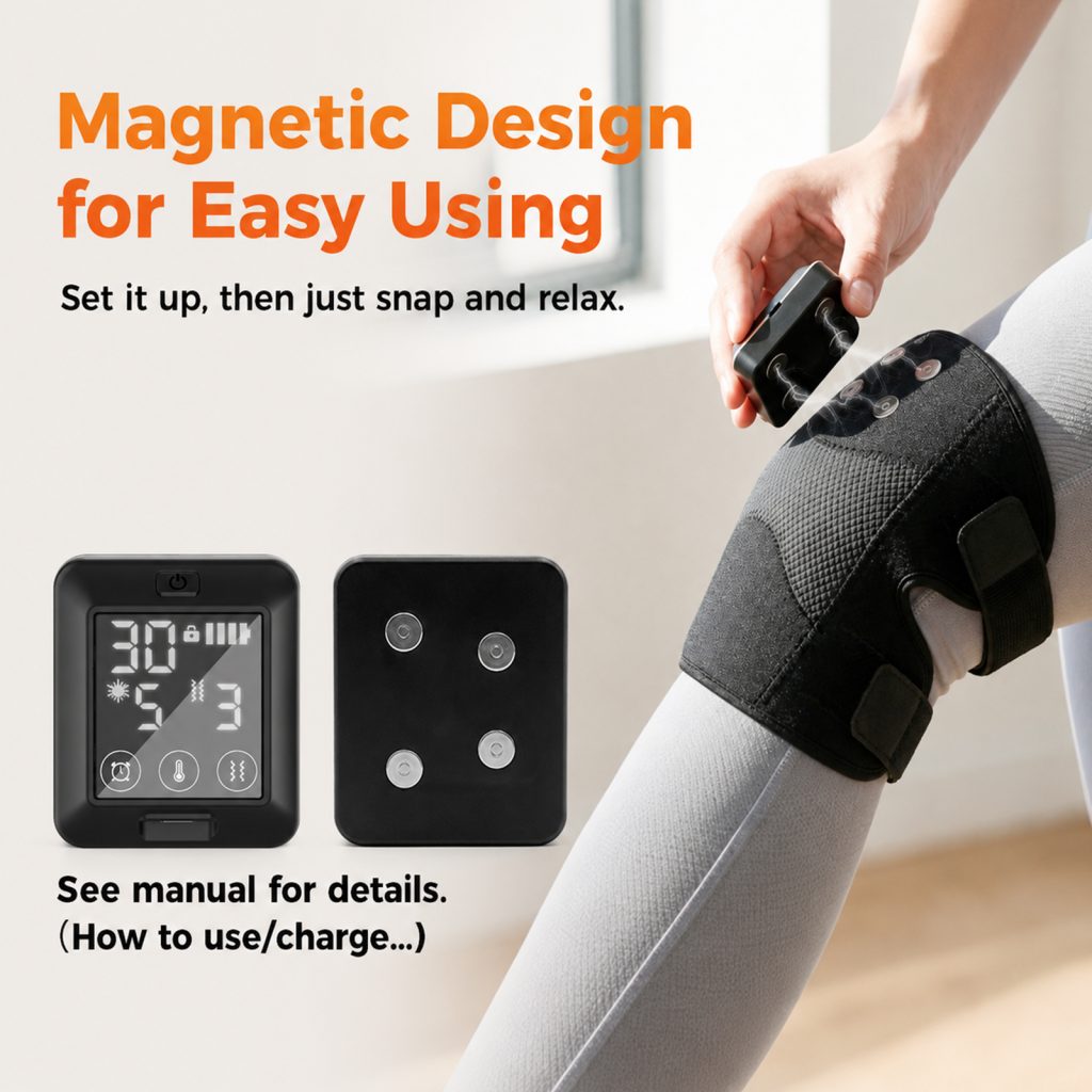telepepe heated knee brace, 5000mah removable knee heating pad with 6 heat&6 vibration massage hw 855(single) (copy)