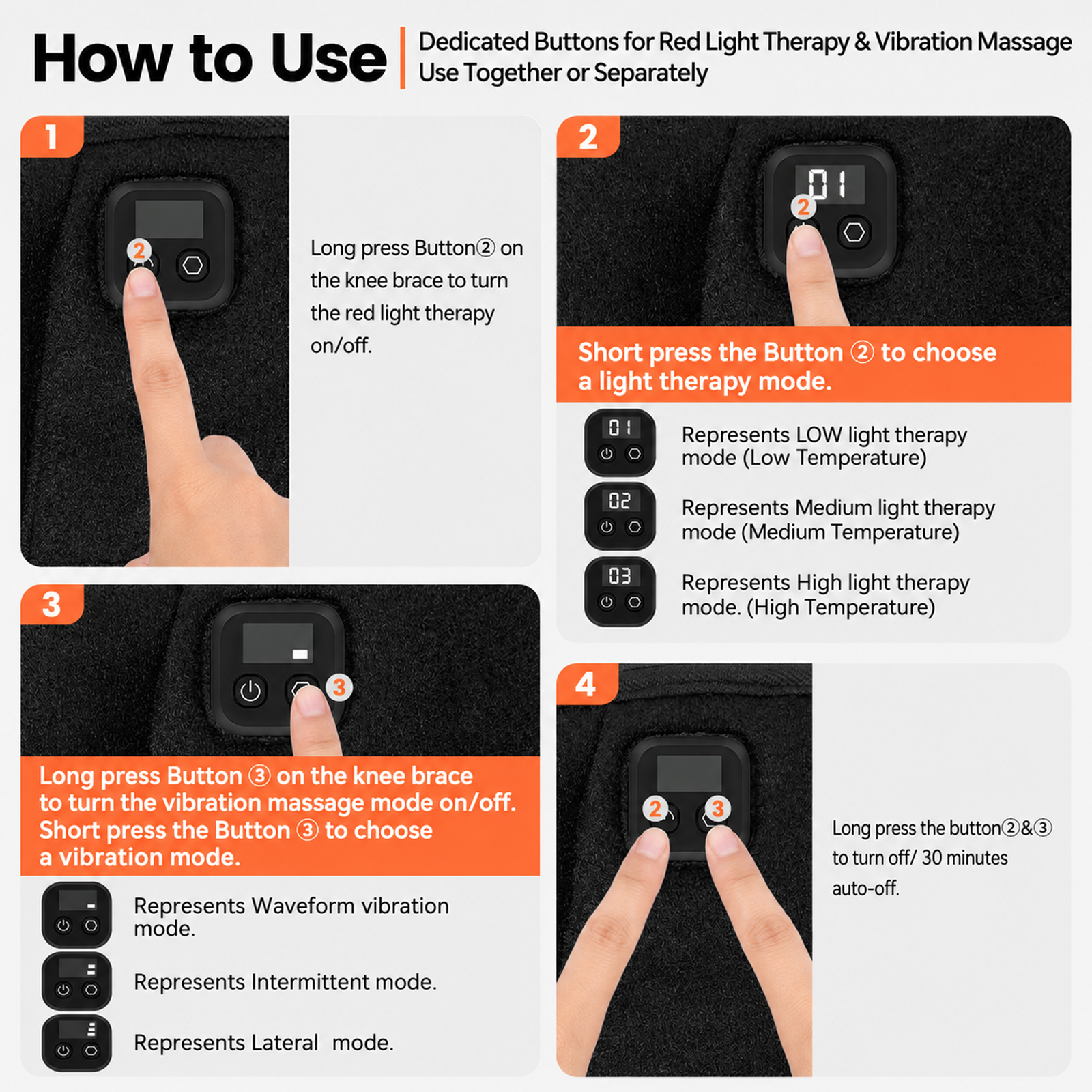 telepepe heated knee massager, 3000mah, 660&850nm red light therapy device, 3 heat 3 vibration massage, hnb 757(single) (copy)