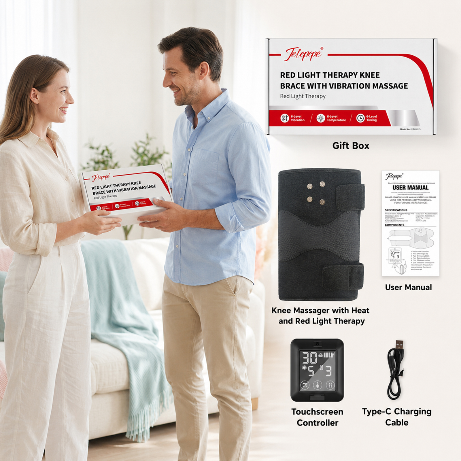 telepepe cordless red light therapy shoulder heating pad, 3 modes, 3000mah rechargable battery hnb 324 (copy)